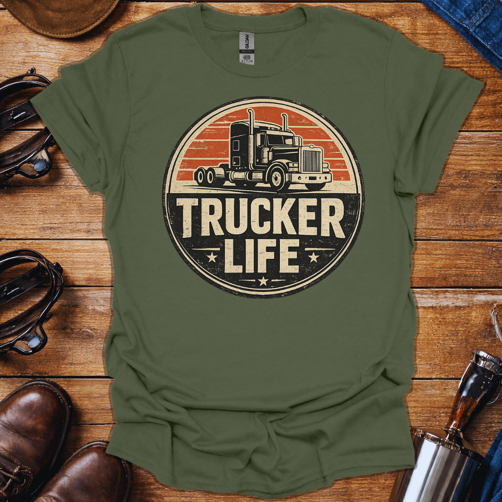 Trucker Life T-Shirt for Truck Drivers | Vintage Trucker Graphic Tee