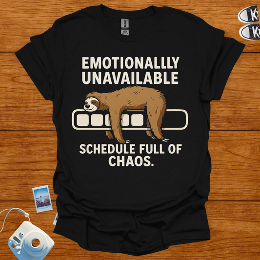 Emotionally Unavailable. Schedule Full of Chaos T-shirt