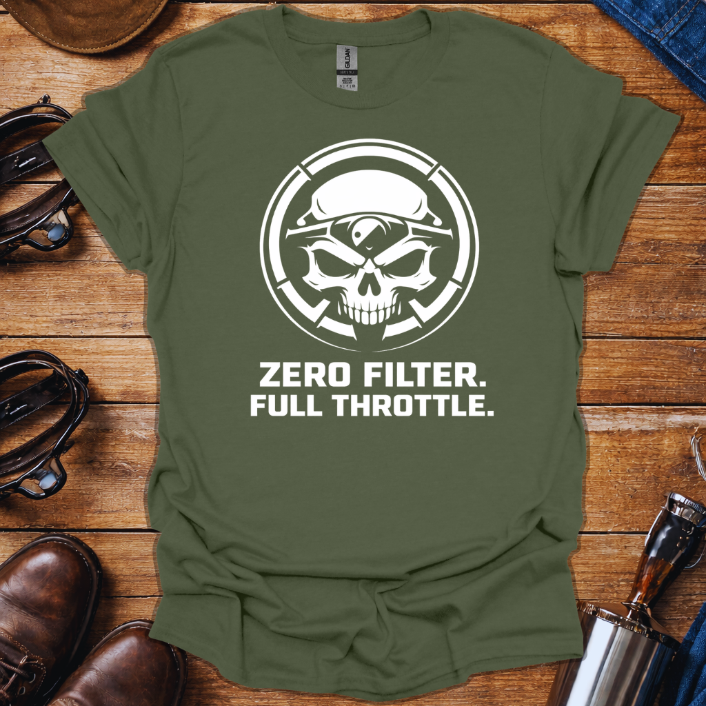 Zero Filter Full Throttle Shirt | Bold Skull Streetwear Tee