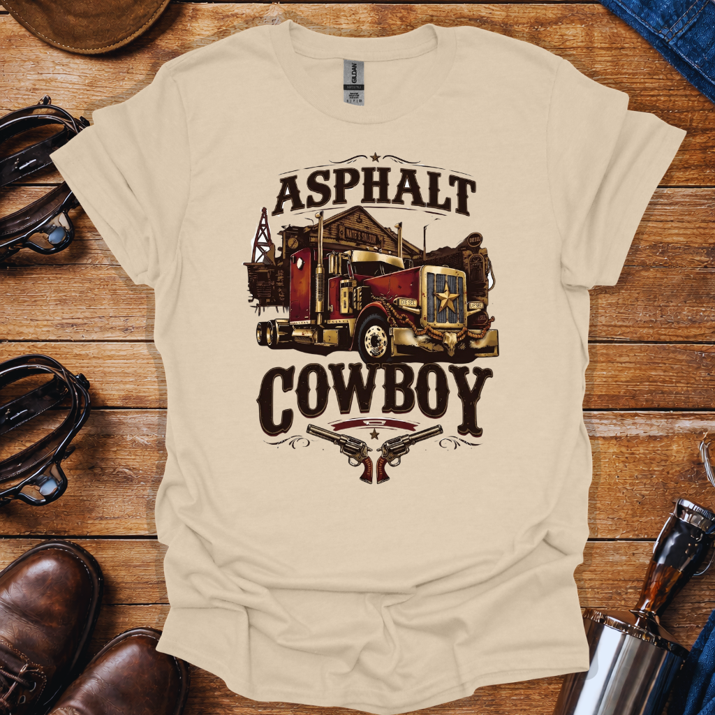 Asphalt Cowboy Shirt – Trucker Western Graphic Tee | Long Haul Truck Driver Shirt