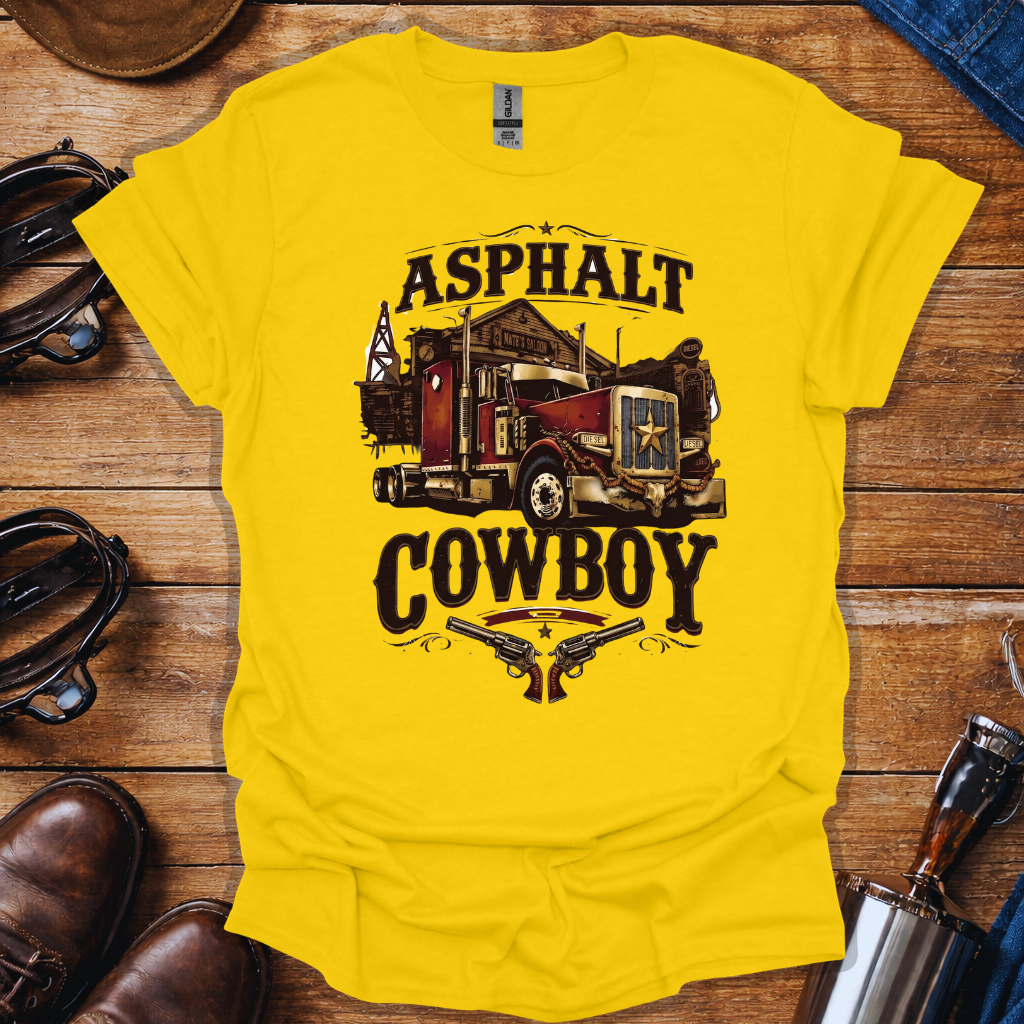 Asphalt Cowboy Shirt – Trucker Western Graphic Tee | Long Haul Truck Driver Shirt