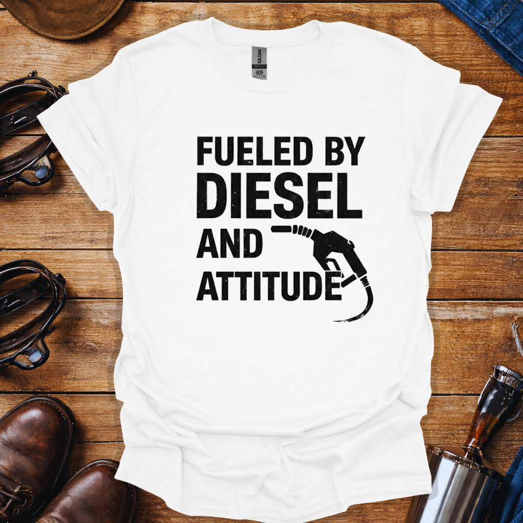 Fueled by Diesel and Attitude Shirt | Funny Truck Driver T-Shirt | Diesel Trucker Tee