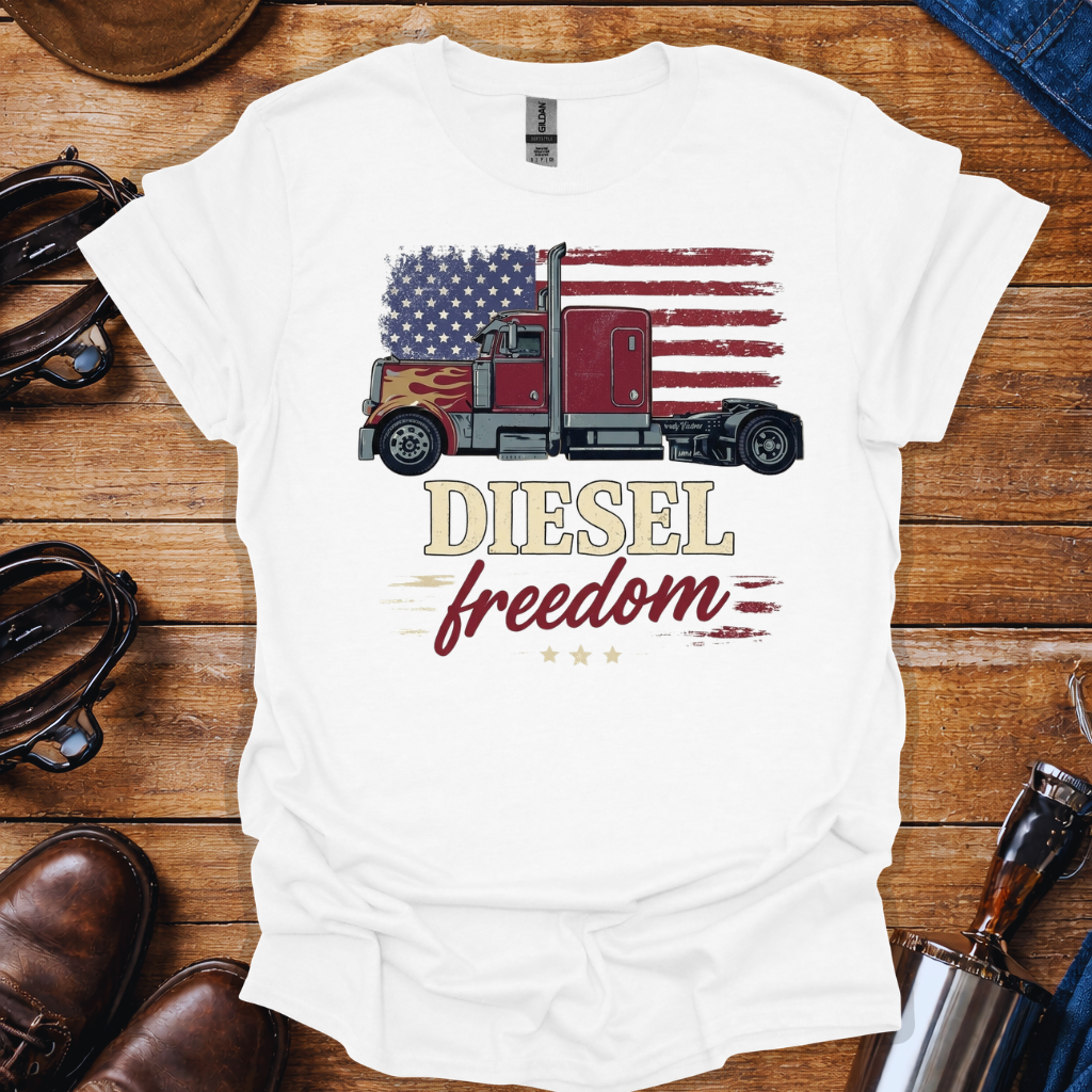 Diesel Freedom Trucker Shirt – Patriotic Truck Driver American Flag Tee