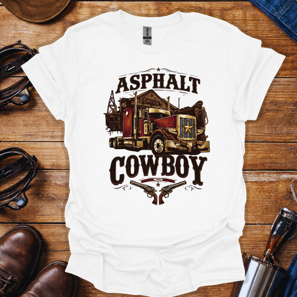 Asphalt Cowboy Shirt – Trucker Western Graphic Tee | Long Haul Truck Driver Shirt