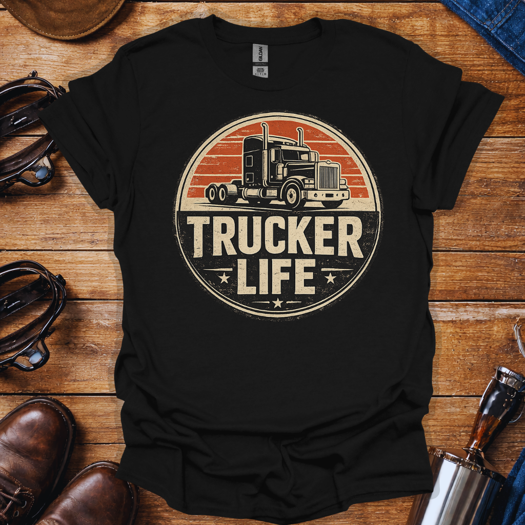 Trucker Life T-Shirt for Truck Drivers | Vintage Trucker Graphic Tee