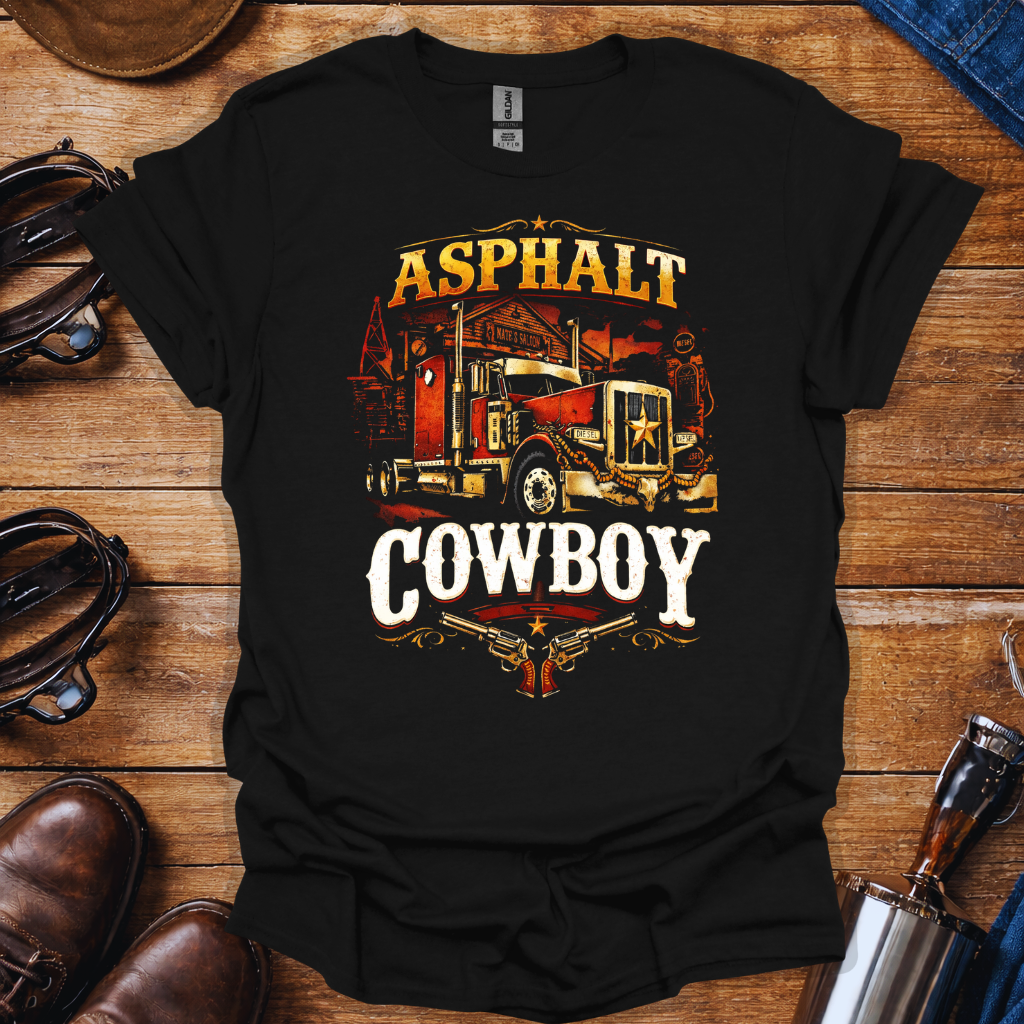 Asphalt Cowboy Shirt – Trucker Western Graphic Tee | Long Haul Truck Driver Shirt