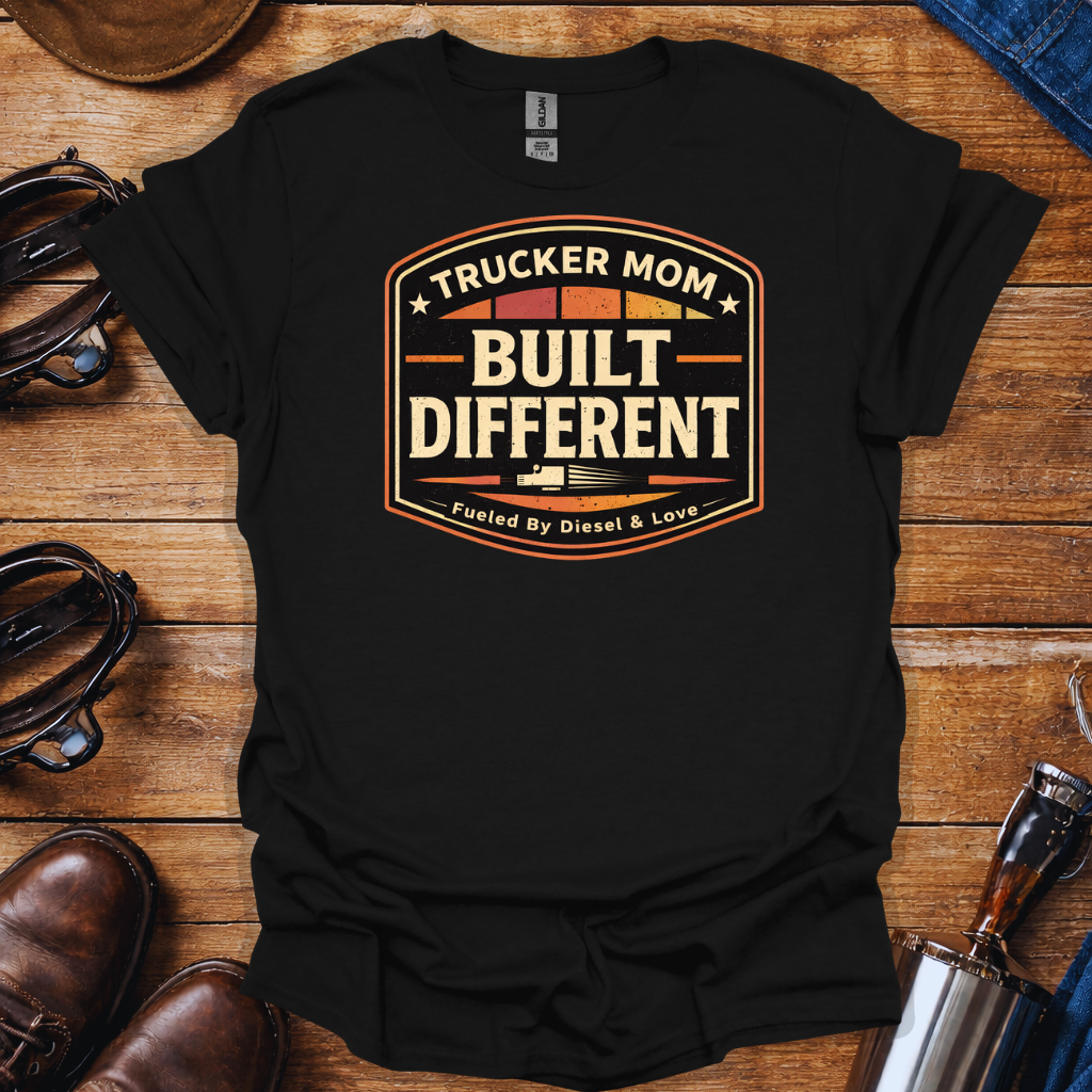 Trucker Mom Built Different T-Shirt | Fueled by Diesel & Love Trucker Mom Tee