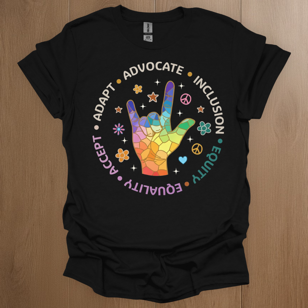 Adapt Advocate Inclusion Equity Equality Accept T-shirts - ADHD Pride T-Shirt - Lifestyle Photo