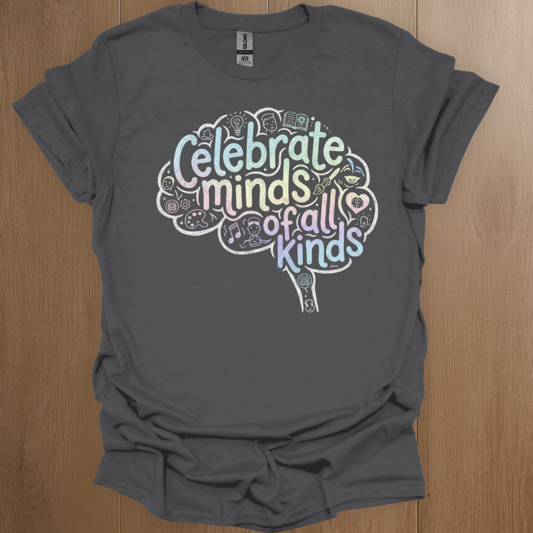 Celebrate Minds of all Kinds Graphics T-shirts - ADHD Pride T-Shirt - Back View