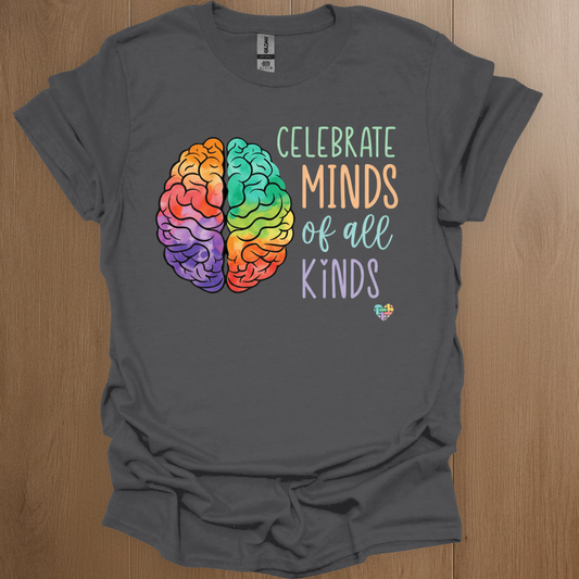 Celebrate Minds of all Kinds T-shirts - ADHD Pride T-Shirt - Back View