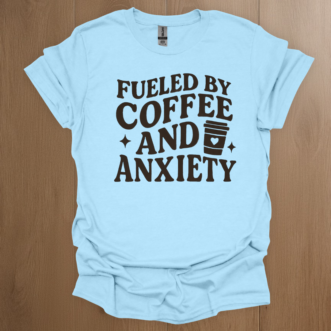 Fueled By Coffee and Anxiety T-shirt - ADHD Pride T-Shirt - Close-Up
