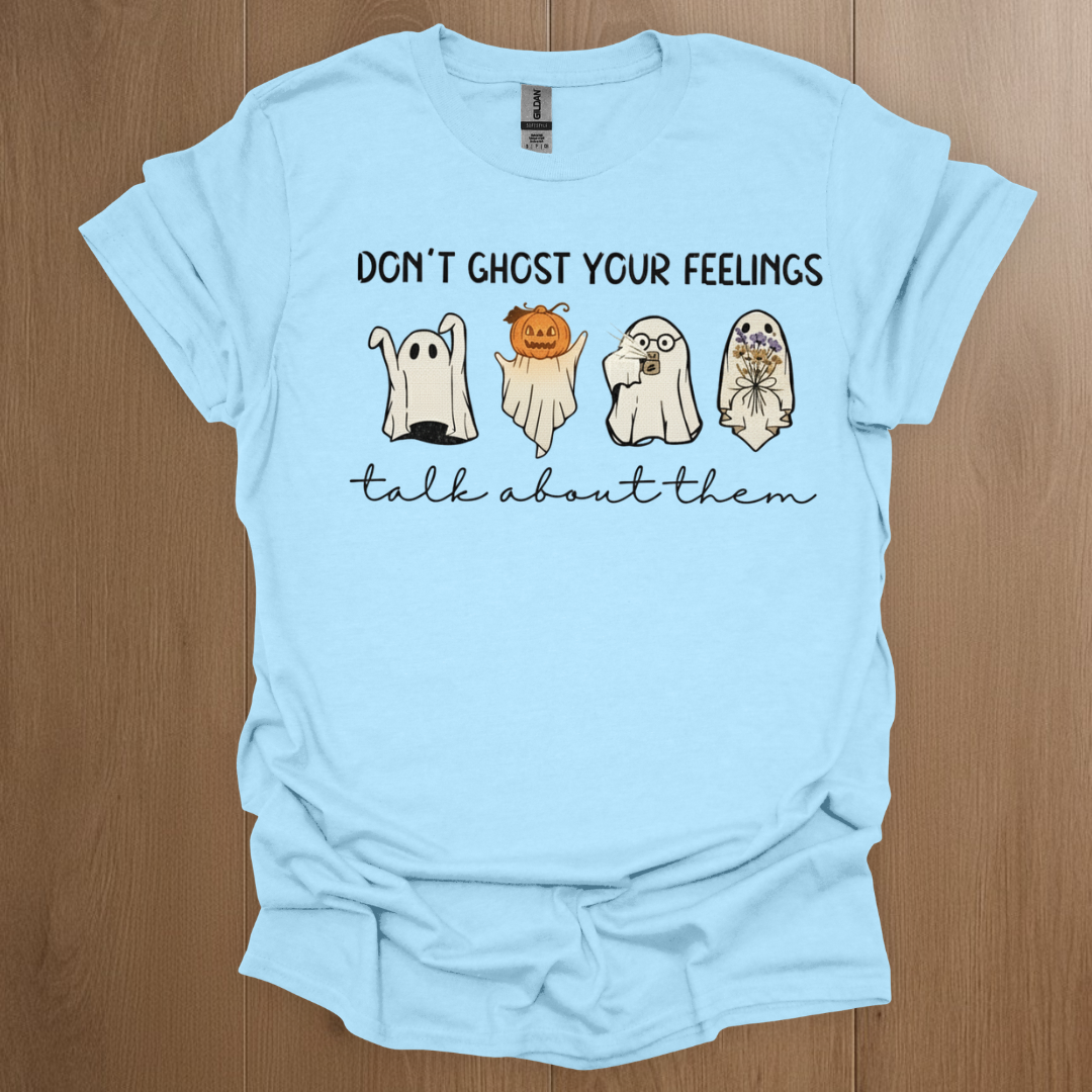 Don't Ghost Your Feelings. Talk About Them T-shirt - ADHD Pride T-Shirt - Close-Up
