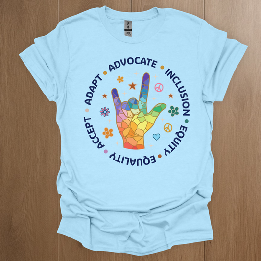 Adapt Advocate Inclusion Equity Equality Accept T-shirts - ADHD Pride T-Shirt - Back View