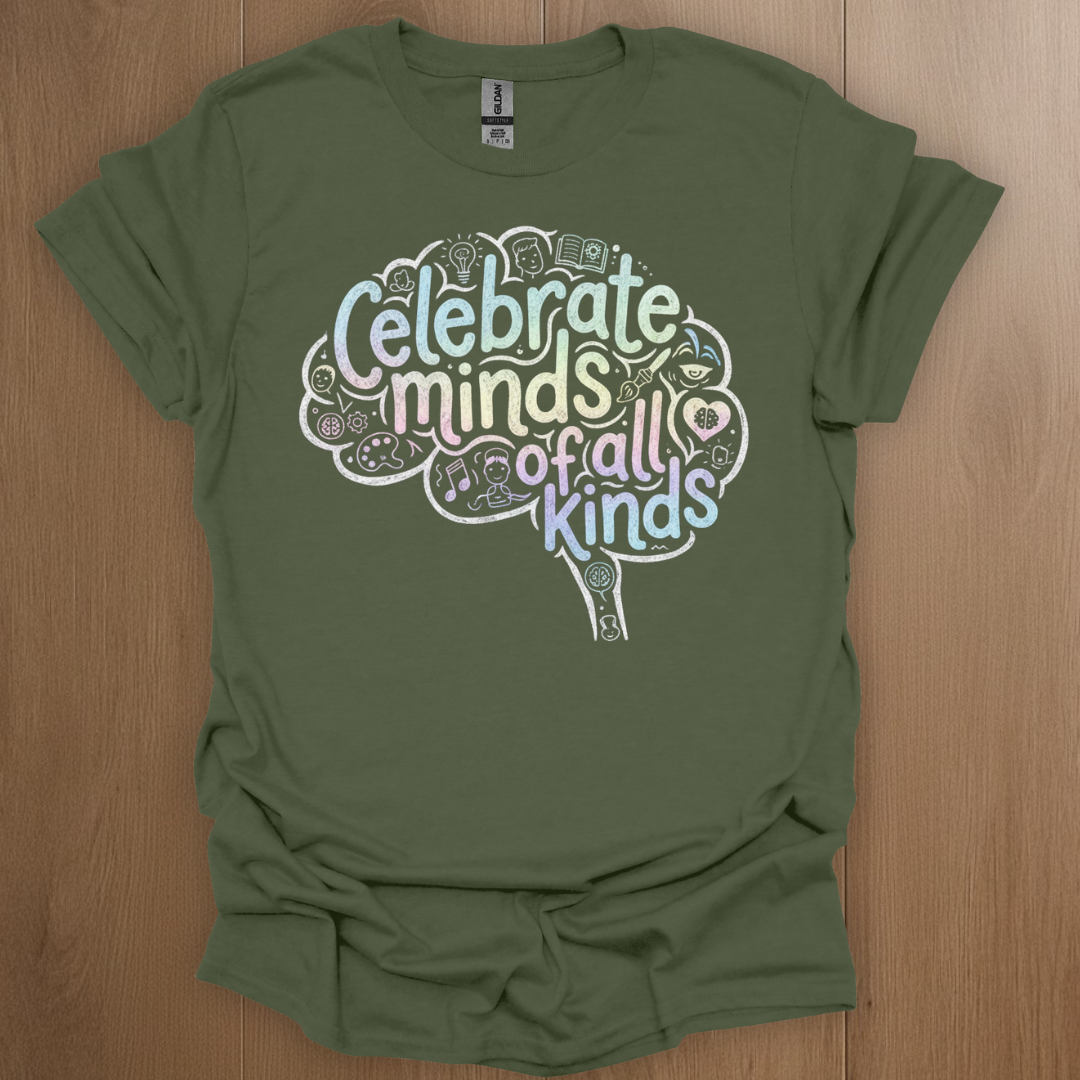 Celebrate Minds of all Kinds Graphics T-shirts T-Shirt - Soft Cotton Graphic Tee