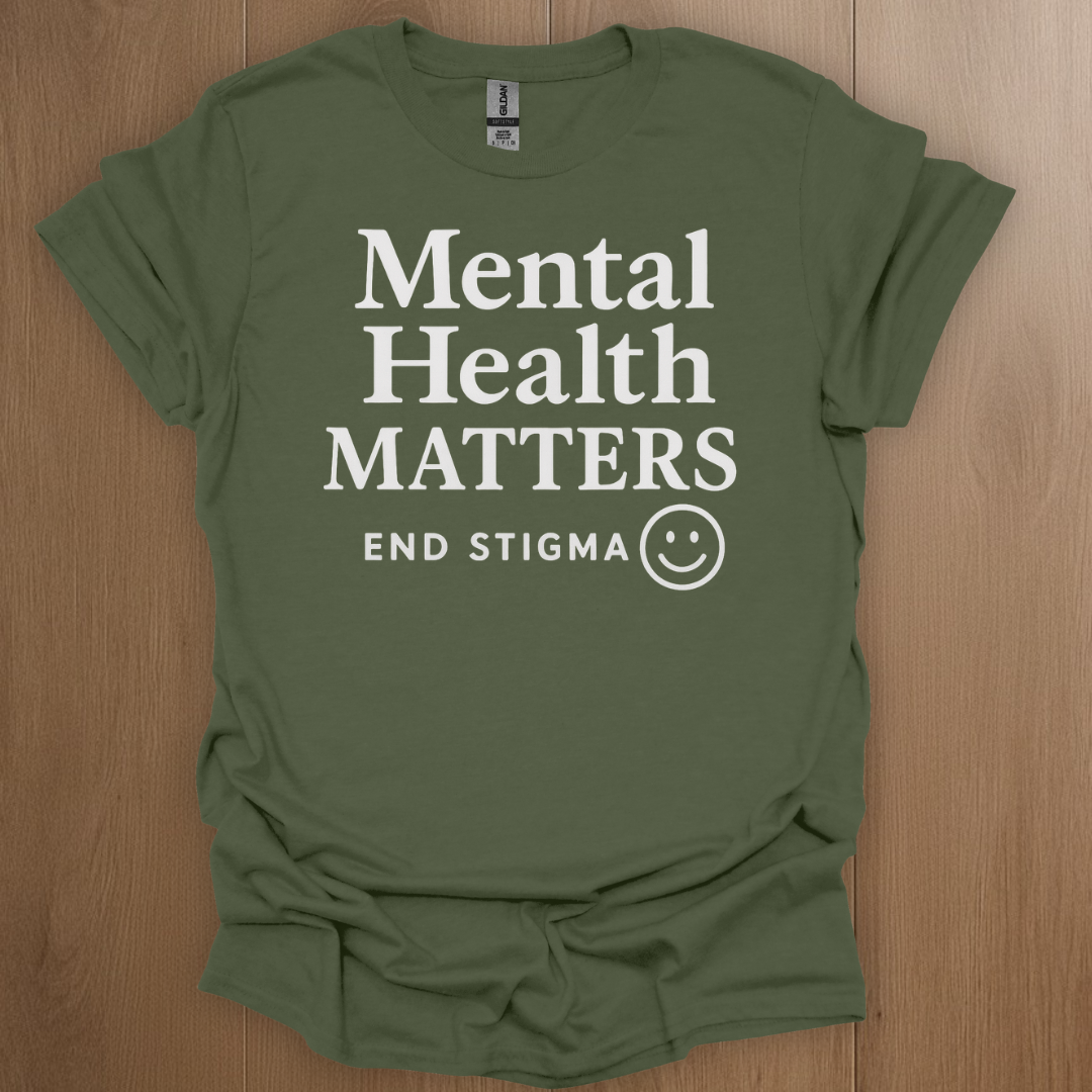 Mental Health Matters End Stigma T-shirt - ADHD Pride T-Shirt - Model Wearing
