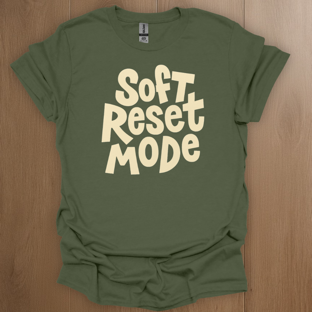 Soft Reset Mode T-shirt | Mental Health Tee - ADHD Pride T-Shirt - Close-Up