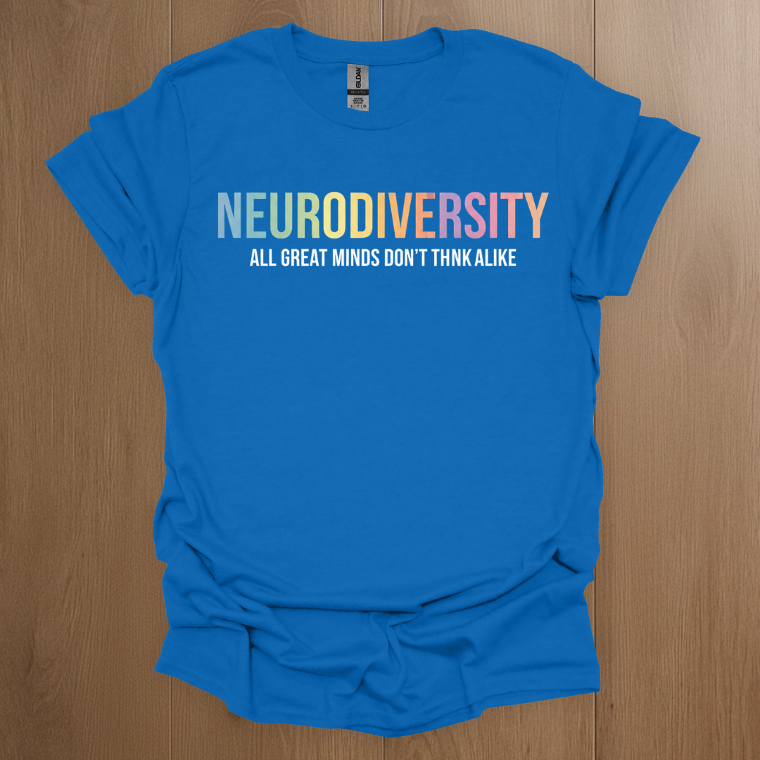 Neurodiversity: All Great Minds Don't Think Alike T-shirts - ADHD Pride T-Shirt - Lifestyle Photo