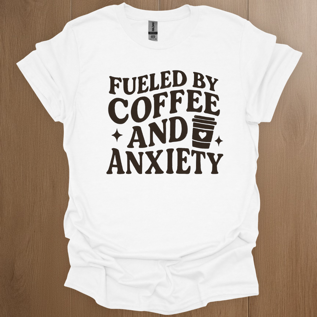 Fueled By Coffee and Anxiety T-shirt - ADHD Pride T-Shirt - Lifestyle Photo
